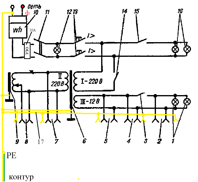 Схема электрическая проводки в гараже