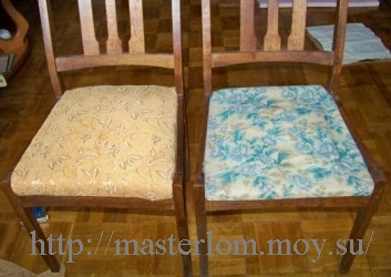 Старый и новый стулья, до смены обивки и после