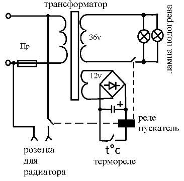 электрическая схема антизамерзание антиобледенение теромореле